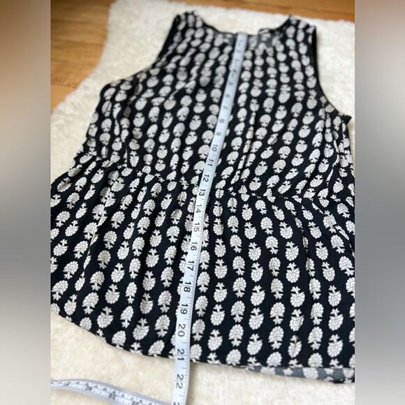 Madewell ruffle 100% viscose bloomstamp swingy peplum top size xxs black white - Picture 15 of 15
